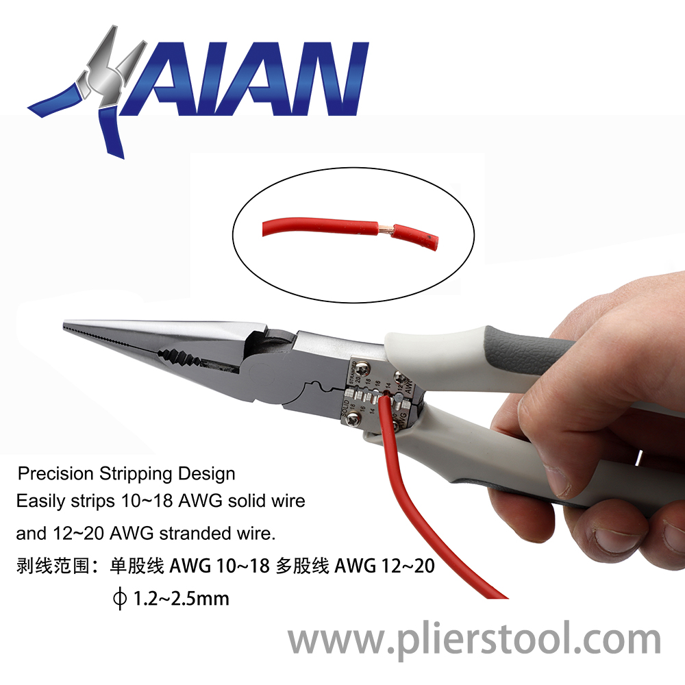 Multi-use Long Nose Pliers' Stripping Function